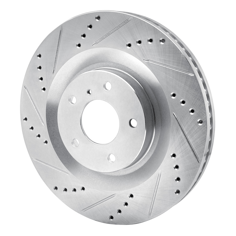 Infiniti QX55 Brake Rotor (1) - Front Left - R1 Concepts - Drilled & Slotted - Silver - `19-`24